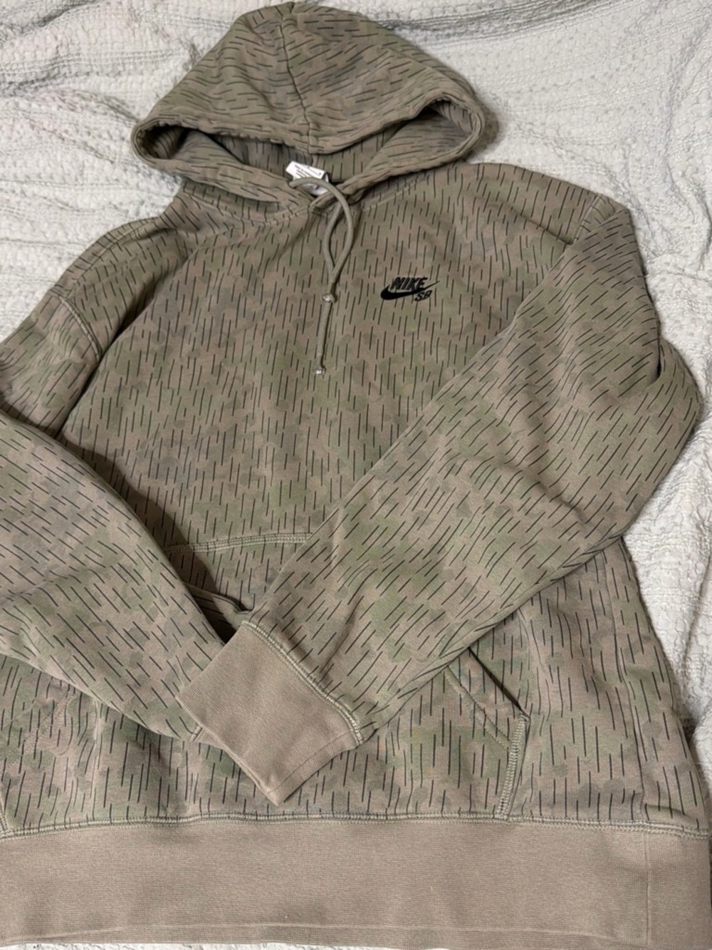 Nike Olive/Tan Dash-Print Pullover Hoodie with Black Swoosh
